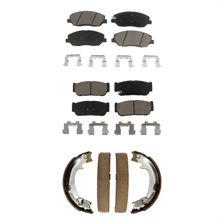 Front Rear Ceramic Brake Pads And Parking Shoes Kit For Kia Sedona Hyundai Entourage To 04/27/06 KCN-100158