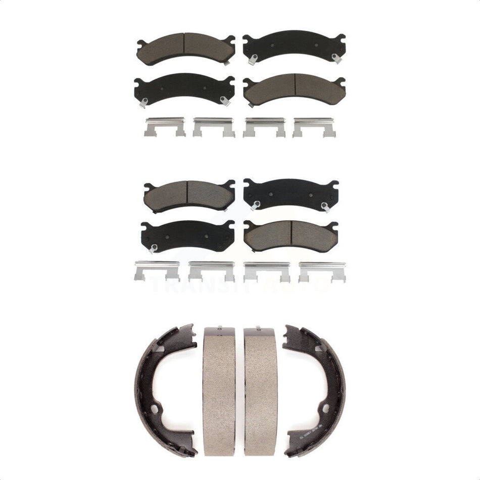 Front Rear Ceramic Brake Pads And Parking Shoes Kit For Chevrolet Silverado 2500 HD GMC Sierra Suburban Yukon XL KCN-100159