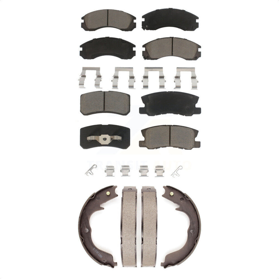 Front Rear Ceramic Brake Pads And Parking Shoes Kit For Mitsubishi Lancer KCN-100171