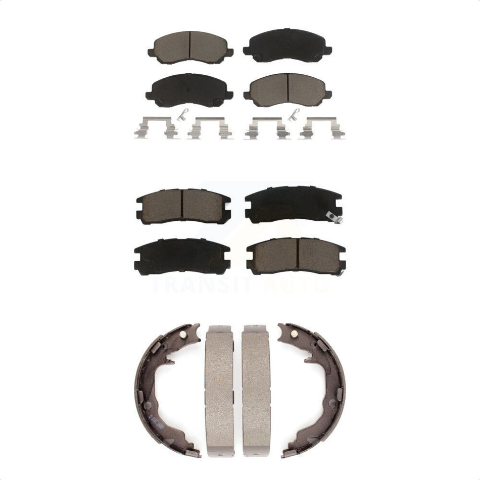 Front Rear Ceramic Brake Pads And Parking Shoes Kit For Mitsubishi Galant Eclipse KCN-100173