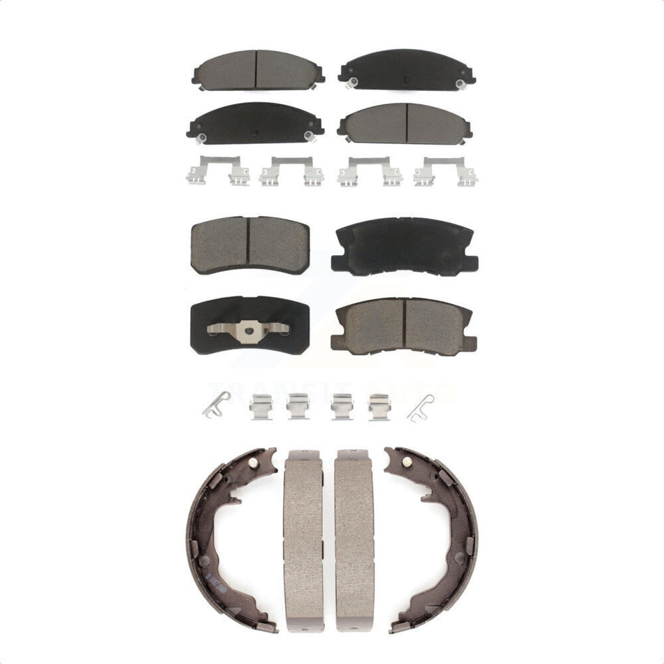Front Rear Ceramic Brake Pads And Parking Shoes Kit For 2008-2009 Dodge Caliber SRT-4 KCN-100175