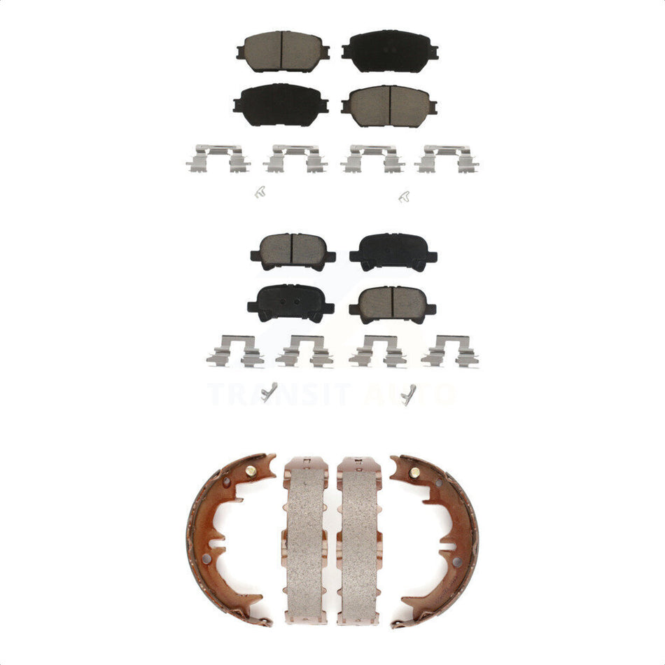 Front Rear Ceramic Brake Pads And Parking Shoes Kit For Toyota Camry Vehicles Manufactured In USA KCN-100189