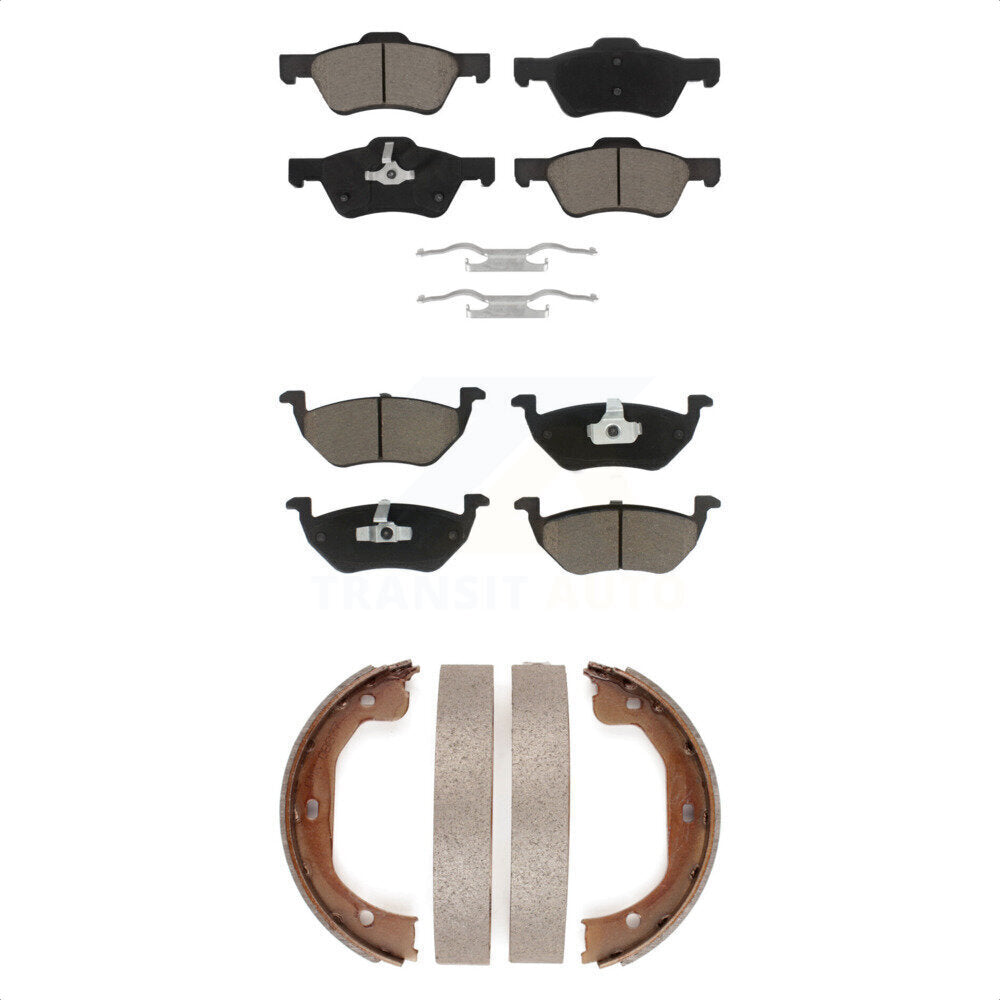 Front Rear Ceramic Brake Pads And Parking Shoes Kit For Ford Escape Mercury Mariner KCN-100192