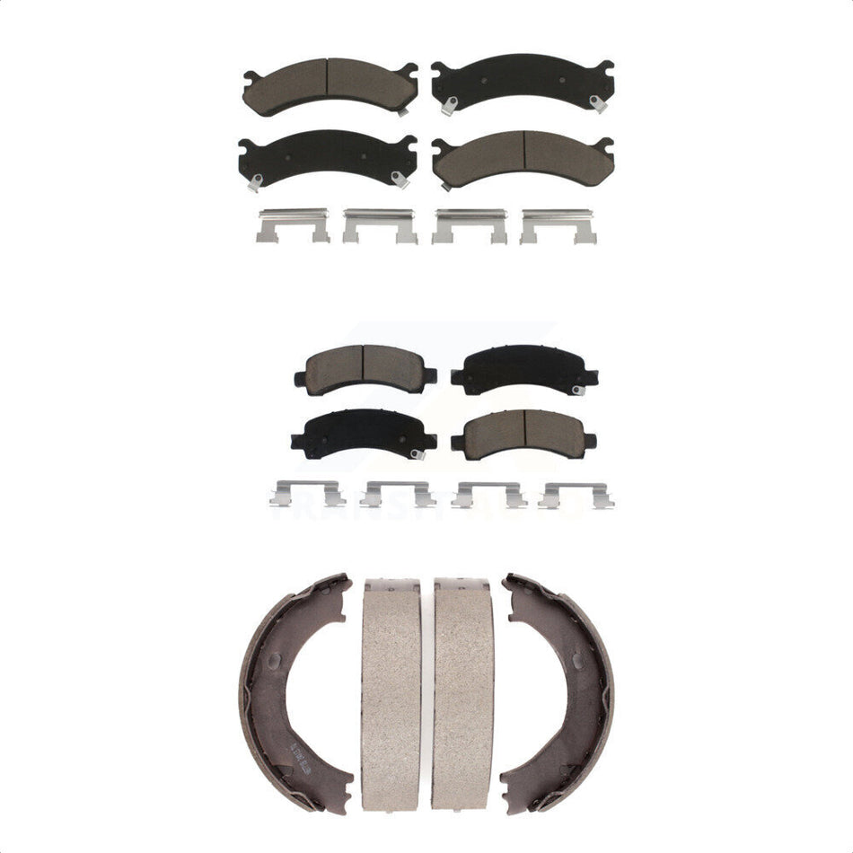 Front Rear Ceramic Brake Pads And Parking Shoes Kit For Chevrolet Express 3500 2500 GMC Savana KCN-100200