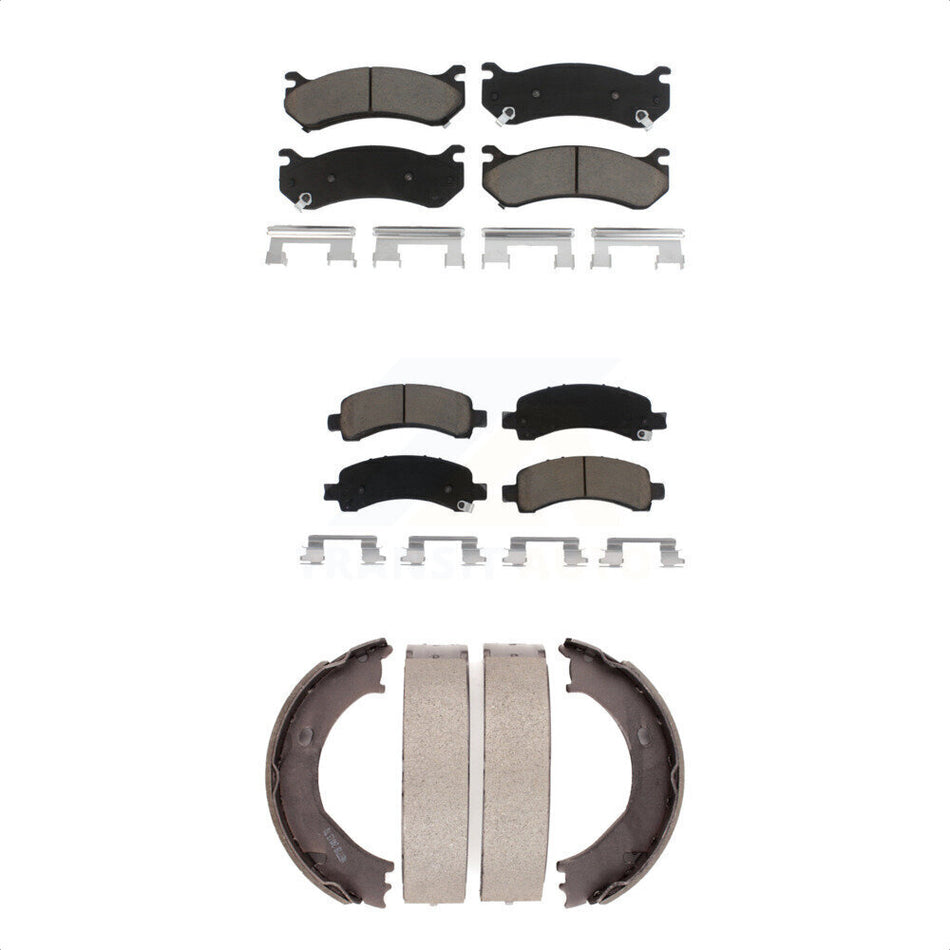 Front Rear Ceramic Brake Pads And Parking Shoes Kit For Chevrolet Express 2500 GMC Savana KCN-100203
