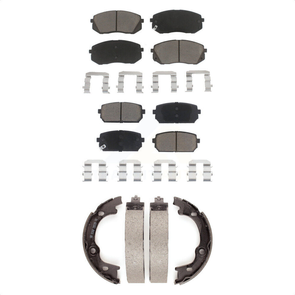 Front Rear Ceramic Brake Pads And Parking Shoes Kit For 2007-2010 Kia Rondo KCN-100212