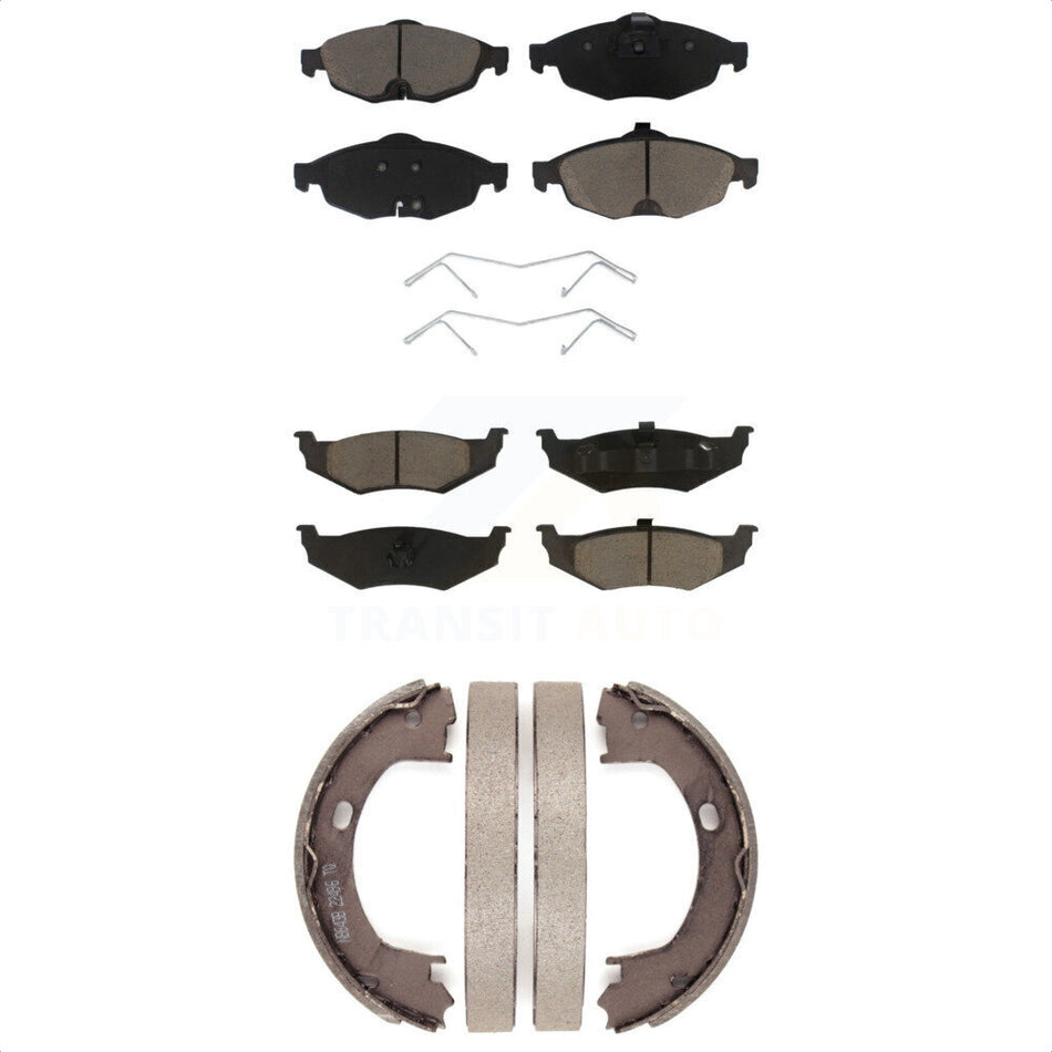 Front Rear Ceramic Brake Pads And Parking Shoes Kit For Chrysler Sebring Dodge Stratus KCN-100248