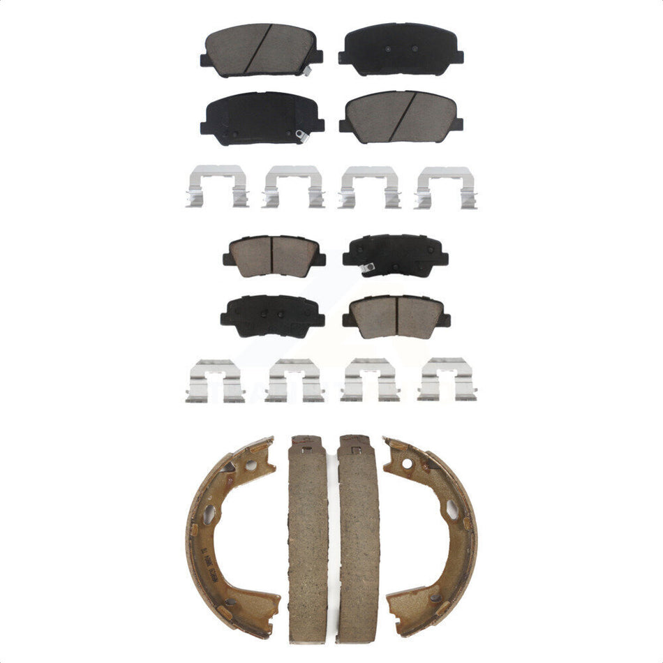 Front Rear Ceramic Brake Pads And Parking Shoes Kit For 2013 Kia Optima EX SX with 2.0L With Electric KCN-100261