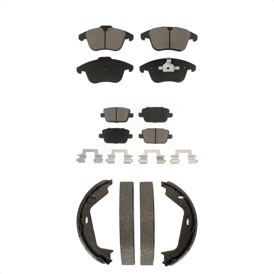 Front Rear Ceramic Brake Pads And Parking Shoes Kit For 2007-2009 Volvo S80 FWD KCN-100269