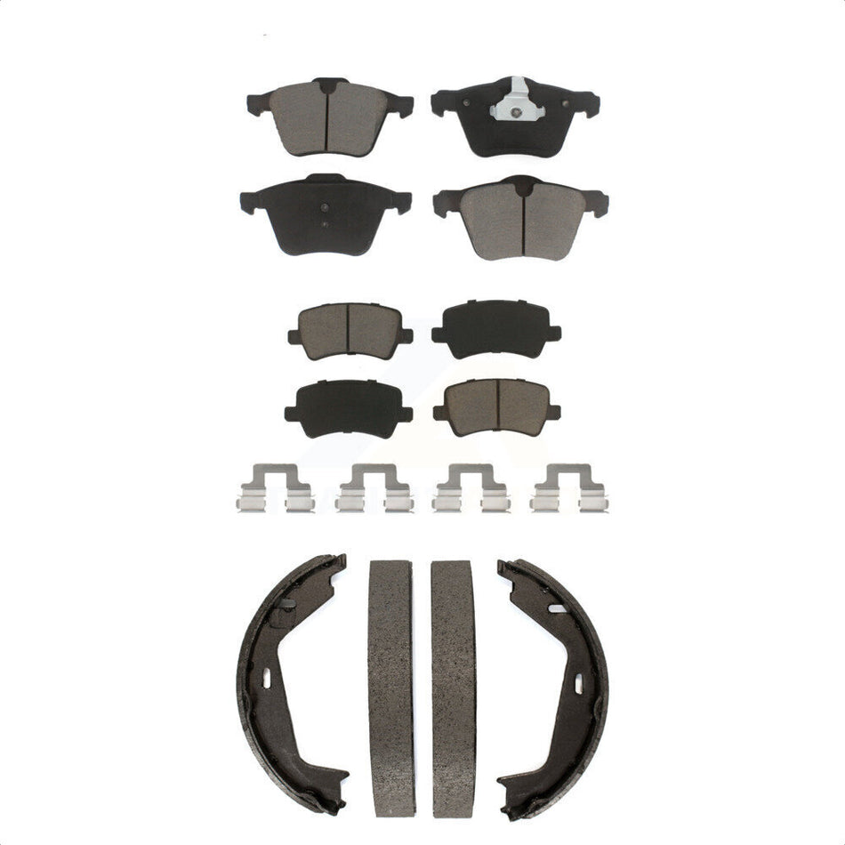 Front Rear Ceramic Brake Pads And Parking Shoes Kit For 2007-2009 Volvo S80 AWD KCN-100270