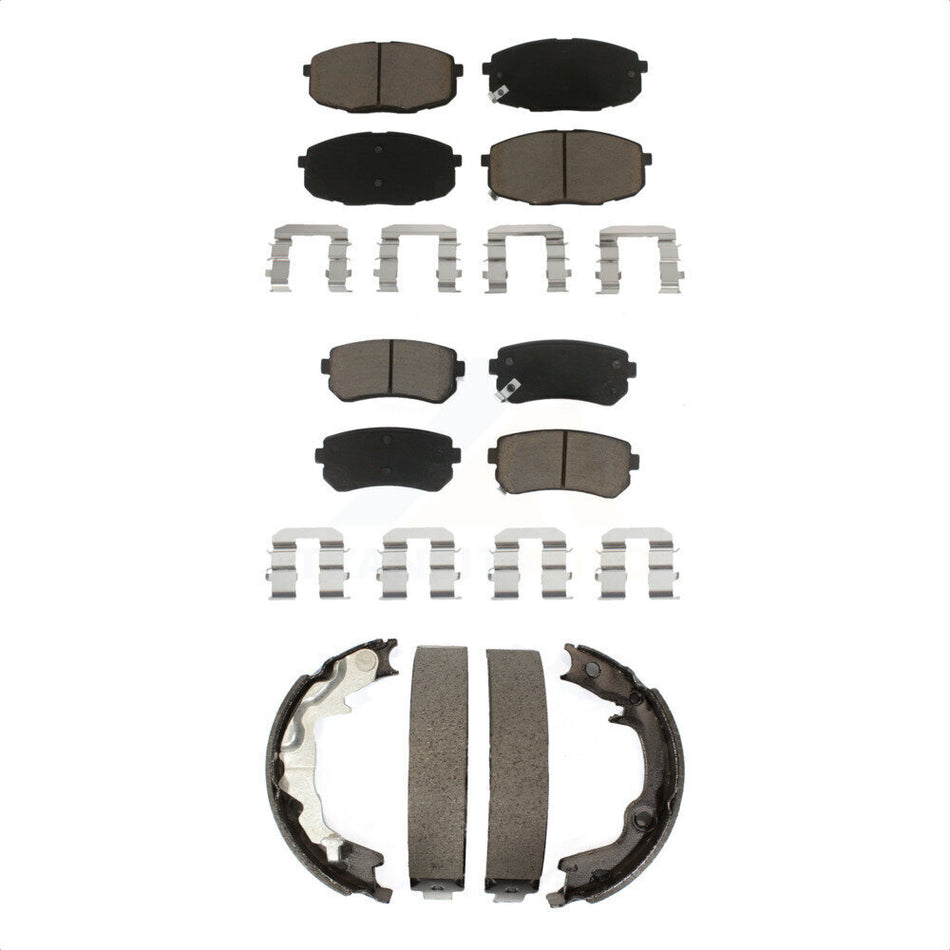 Front Rear Ceramic Brake Pads And Parking Shoes Kit For 2010-2013 Kia Forte Koup KCN-100274