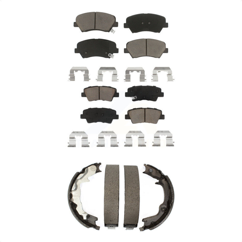 Front Rear Ceramic Brake Pads And Parking Shoes Kit For 2014-2014 Kia Forte Koup KCN-100275