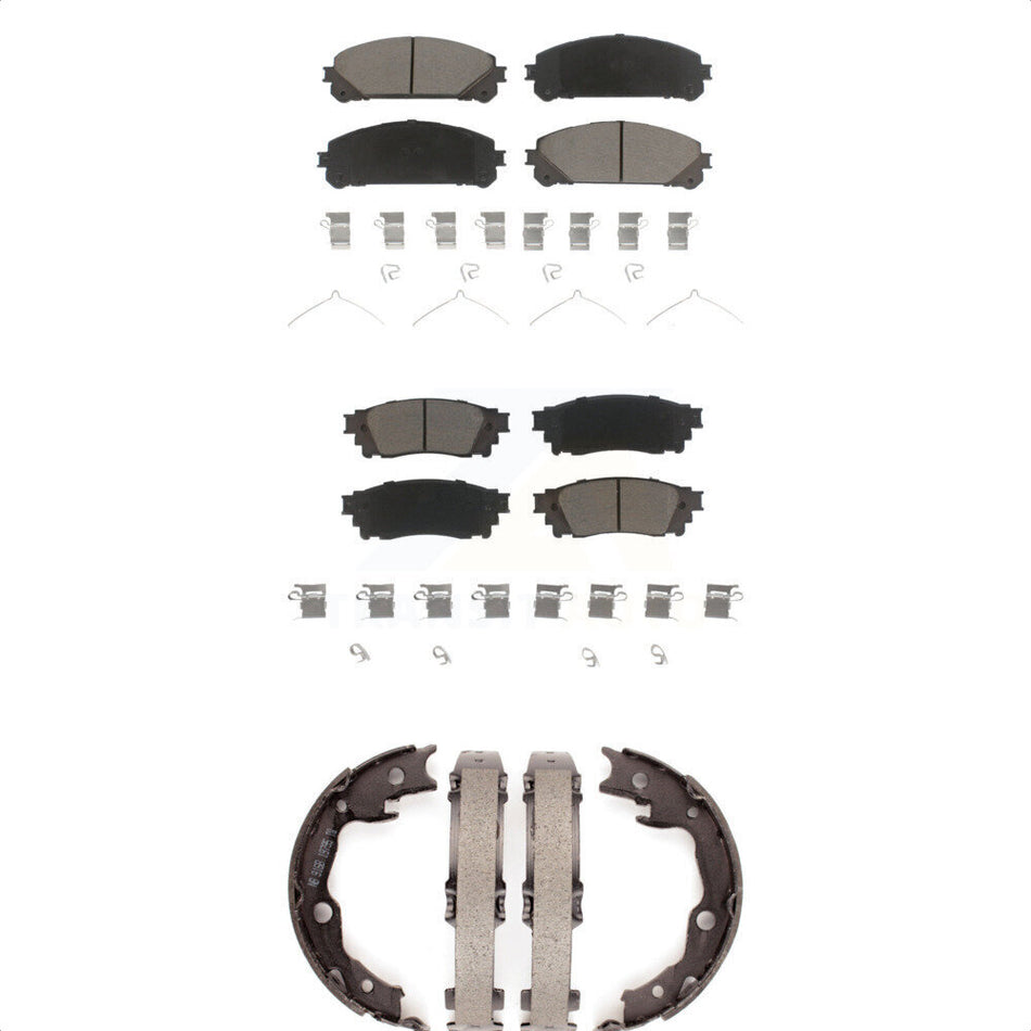 Front Rear Ceramic Brake Pads And Parking Shoes Kit For 2020-2021 Toyota Camry TRD KCN-100302