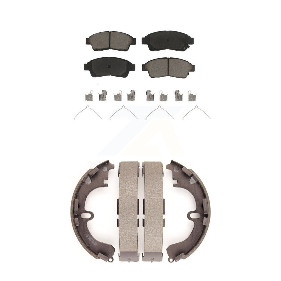 Front Rear Ceramic Brake Pads And Drum Shoes Kit For 1993-1997 Toyota Corolla Geo Prizm KCN-100309