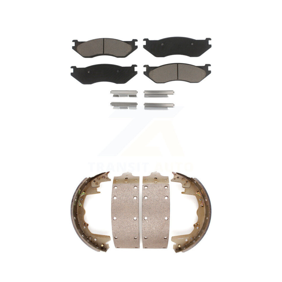 Front Rear Ceramic Brake Pads And Drum Shoes Kit For 2003 Dodge Ram 1500 Van KCN-100315