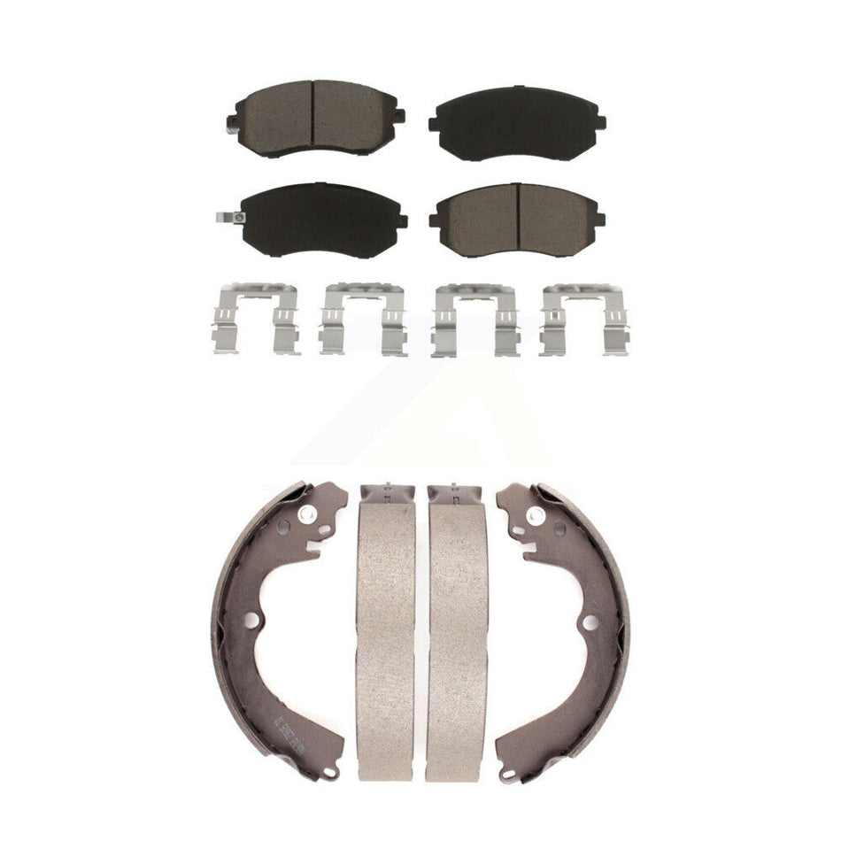 Front Rear Ceramic Brake Pads And Drum Shoes Kit For Subaru Forester Impreza Outback KCN-100316