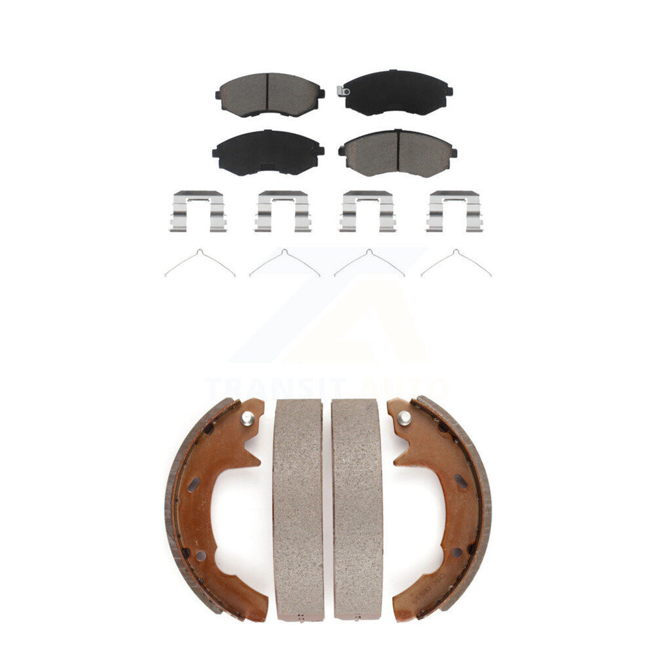 Front Rear Ceramic Brake Pads And Drum Shoes Kit For 1991-1993 Hyundai Sonata KCN-100340