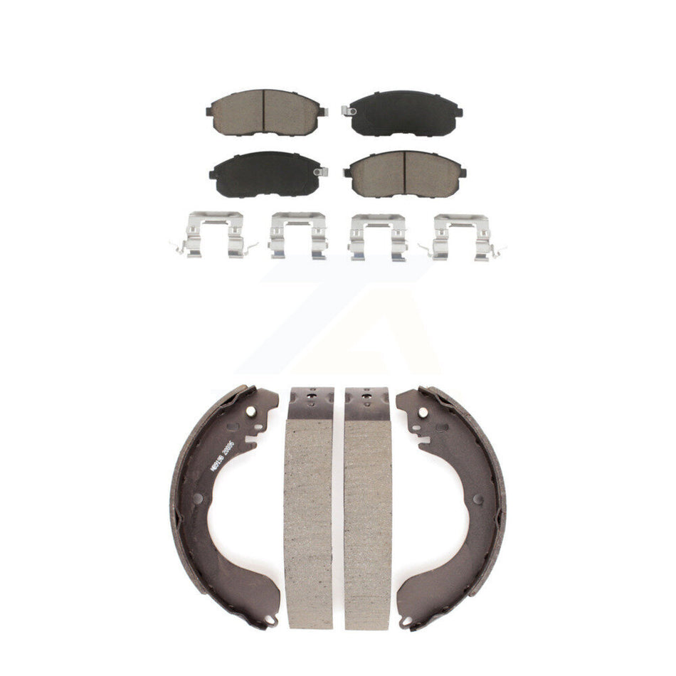 Front Rear Ceramic Brake Pads And Drum Shoes Kit For Nissan Sentra Versa Cube KCN-100348