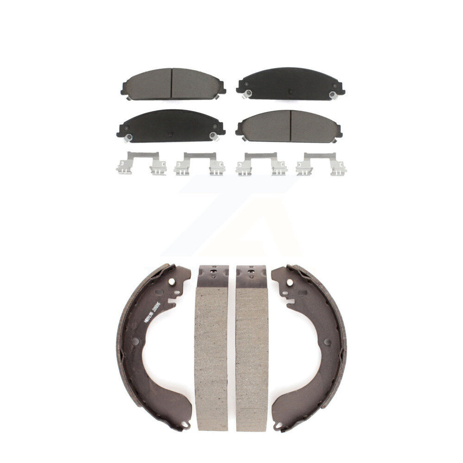 Front Rear Ceramic Brake Pads And Drum Shoes Kit For 2008-2009 Dodge Caliber SRT-4 KCN-100351