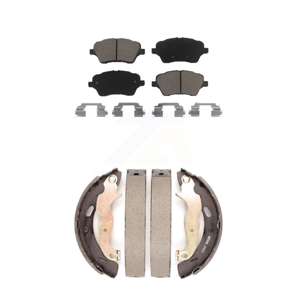 Front Rear Ceramic Brake Pads And Drum Shoes Kit For 2014-2019 Ford Fiesta ST KCN-100360