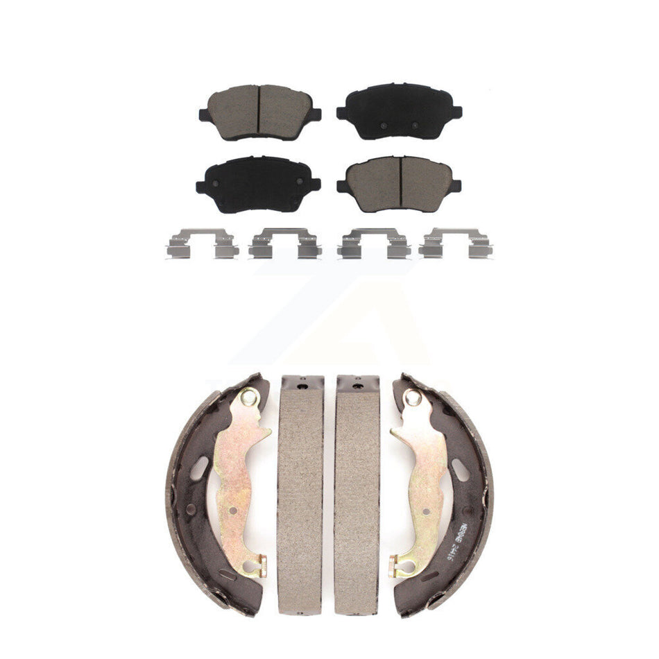 Front Rear Ceramic Brake Pads And Drum Shoes Kit For 2014-2019 Ford Fiesta ST KCN-100360