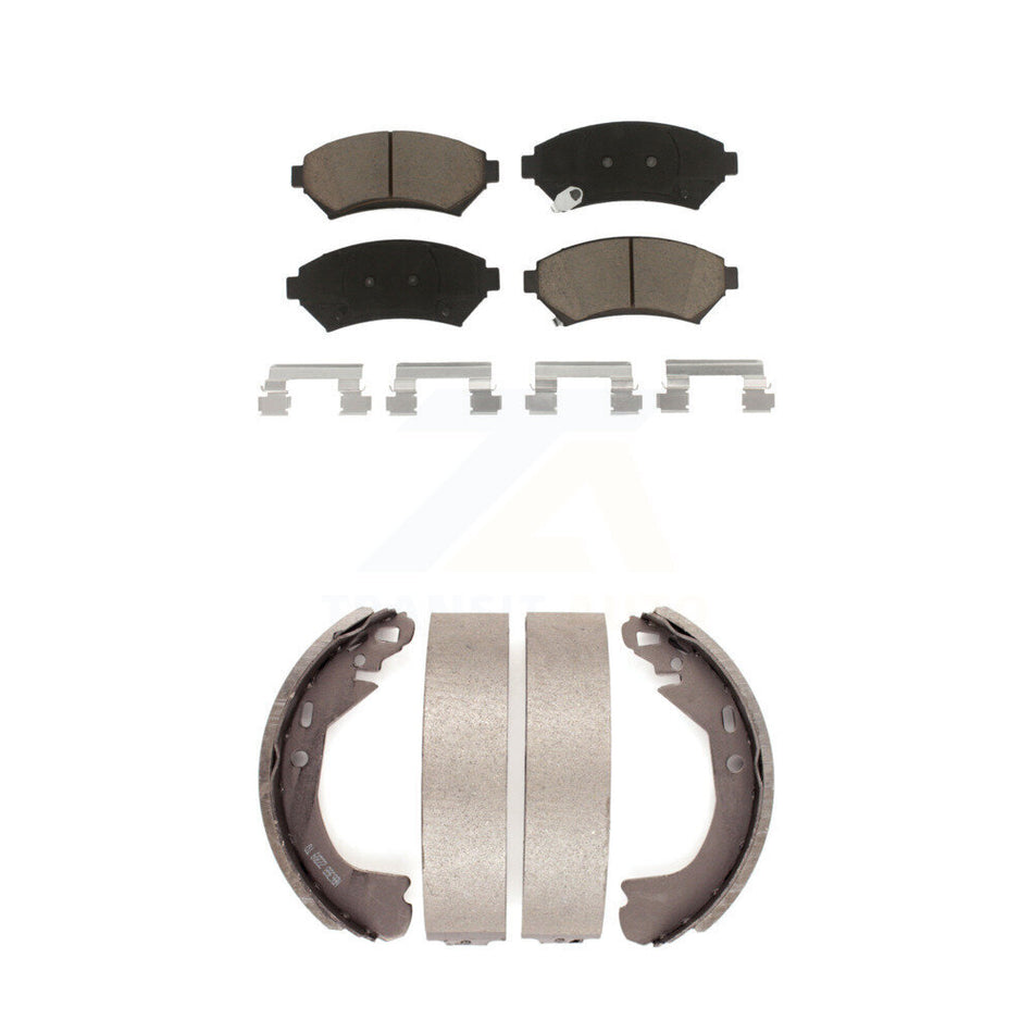 Front Rear Ceramic Brake Pads And Drum Shoes Kit For Buick Century Chevrolet Venture Pontiac Montana Oldsmobile Silhouette Cadillac DeVille Trans Sport KCN-100362