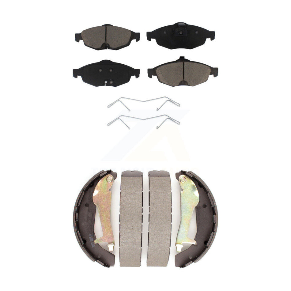 Front Rear Ceramic Brake Pads And Drum Shoes Kit For Chrysler Sebring Dodge Stratus KCN-100366