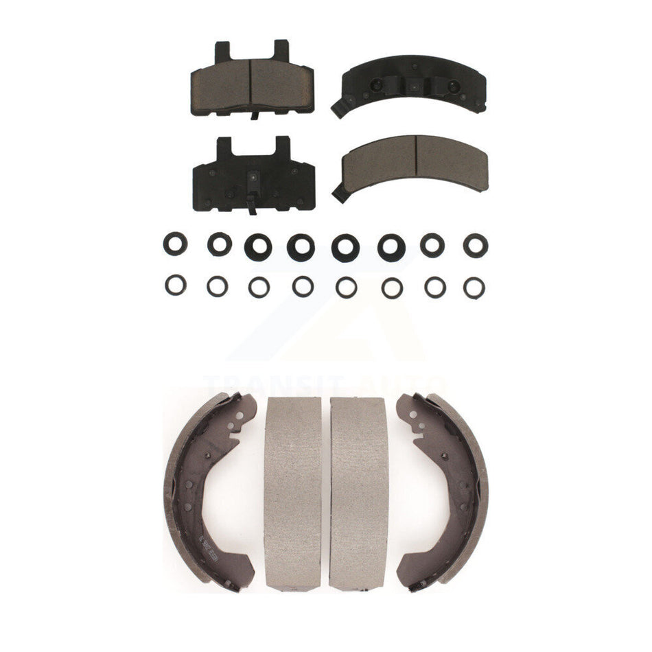 Front Rear Ceramic Brake Pads And Drum Shoes Kit For Chevrolet C1500 K1500 GMC Tahoe Yukon Blazer KCN-100369