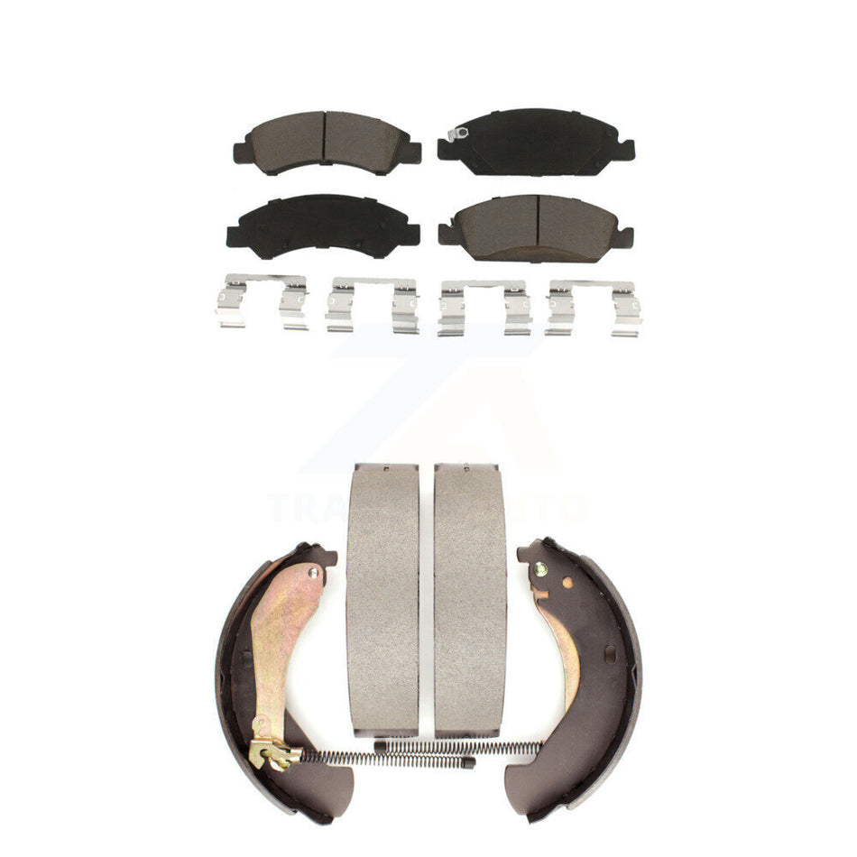 Front Rear Ceramic Brake Pads And Drum Shoes Kit For Chevrolet Silverado 1500 GMC Sierra Classic KCN-100382