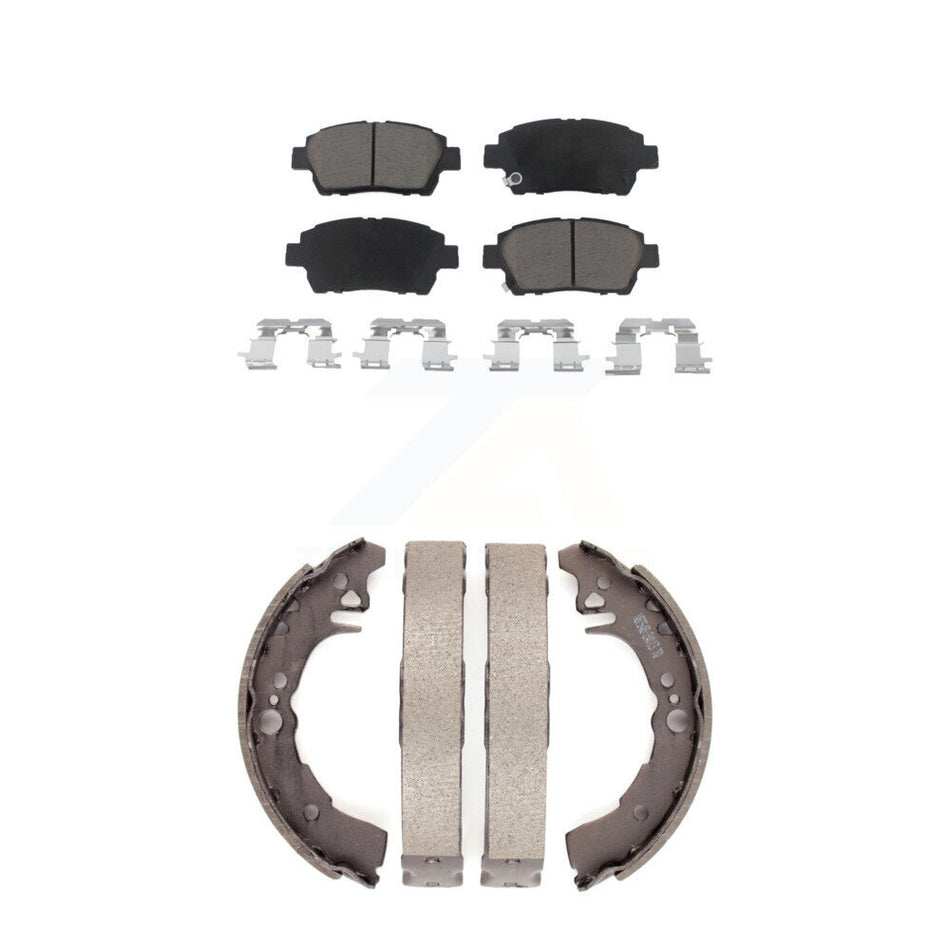 Front Rear Ceramic Brake Pads And Drum Shoes Kit For 2001-2005 Toyota Echo KCN-100383