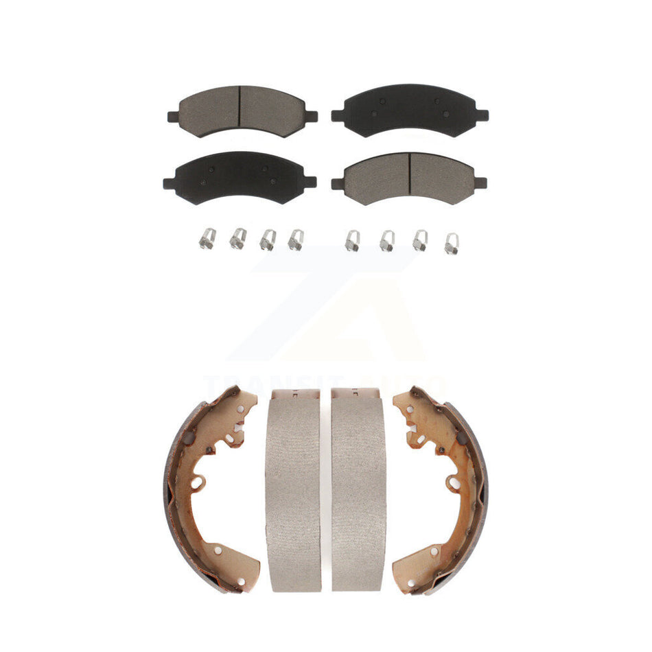 Front Rear Ceramic Brake Pads And Drum Shoes Kit For Dakota Dodge Mitsubishi Raider Ram KCN-100396