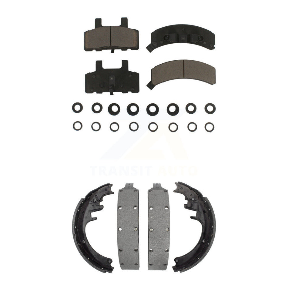 Front Rear Ceramic Brake Pads And Drum Shoes Kit For 1995-1999 Chevrolet K1500 Suburban DIESEL engine With 6 Lug Wheels KCN-100406