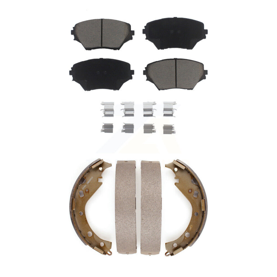 Front Rear Ceramic Brake Pads And Drum Shoes Kit For 2003-2005 Toyota RAV4 KCN-100420