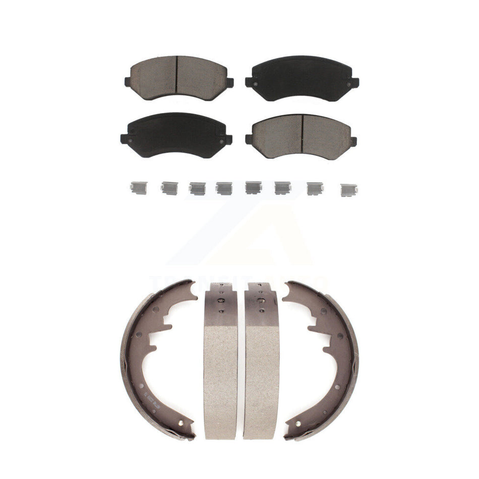 Front Rear Ceramic Brake Pads And Drum Shoes Kit For 2002 Jeep Liberty KCN-100422