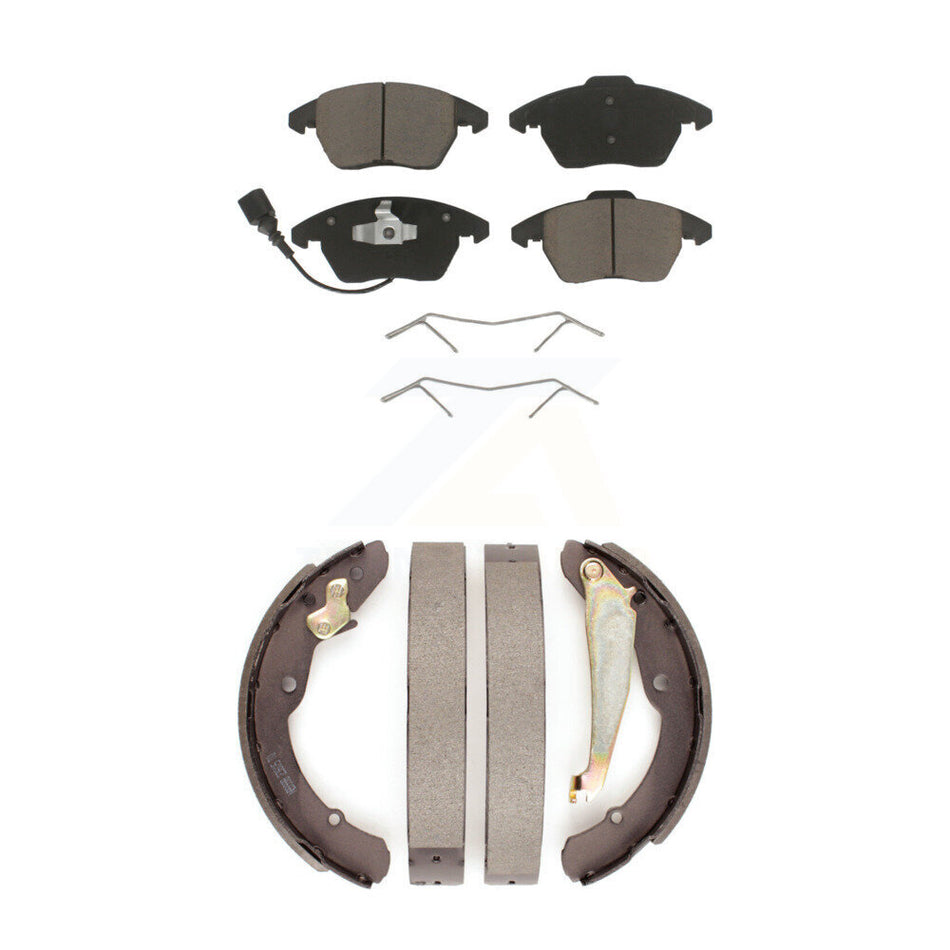 Front Rear Ceramic Brake Pads And Drum Shoes Kit For Volkswagen Jetta Beetle KCN-100424