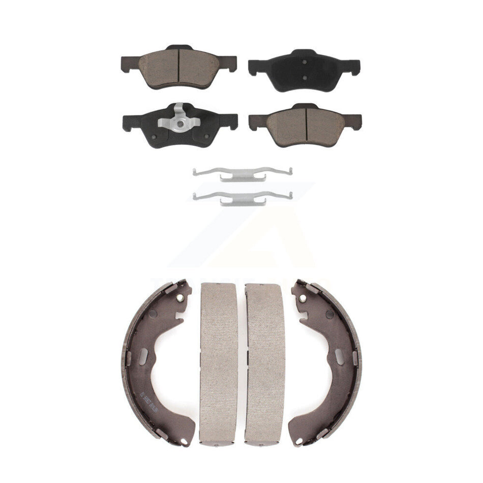 Front Rear Ceramic Brake Pads And Drum Shoes Kit For Ford Escape Mazda Tribute Mercury Mariner KCN-100433