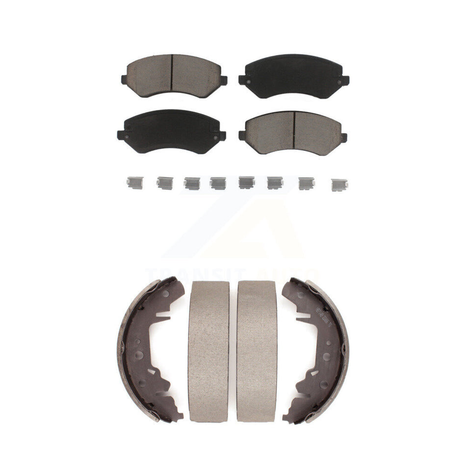 Front Rear Ceramic Brake Pads And Drum Shoes Kit For Dodge Grand Caravan Chrysler Town & Country Voyager KCN-100438