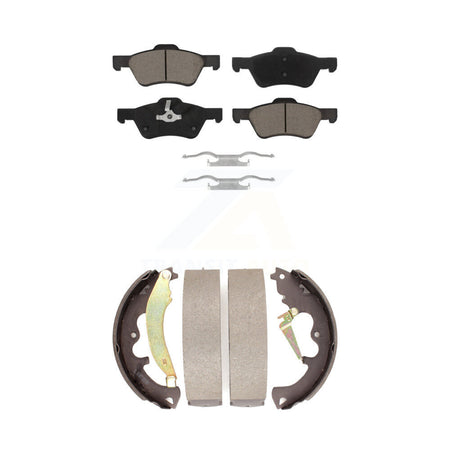 Front Rear Ceramic Brake Pads And Drum Shoes Kit For Ford Escape Mercury Mariner KCN-100442