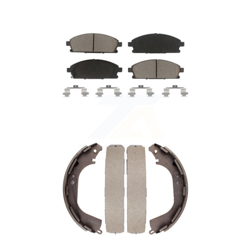 Front Rear Ceramic Brake Pads And Drum Shoes Kit For Nissan Pathfinder INFINITI QX4 KCN-100458
