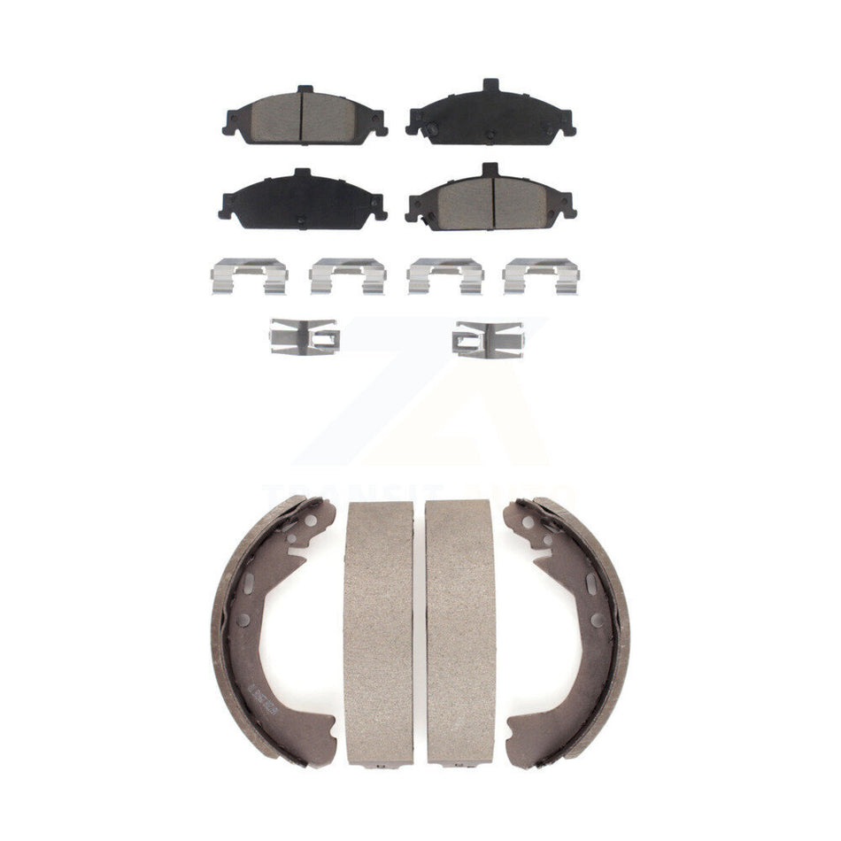 Front Rear Ceramic Brake Pads And Drum Shoes Kit For Chevrolet Pontiac Grand Am Malibu Classic Oldsmobile Alero Cutlass KCN-100470