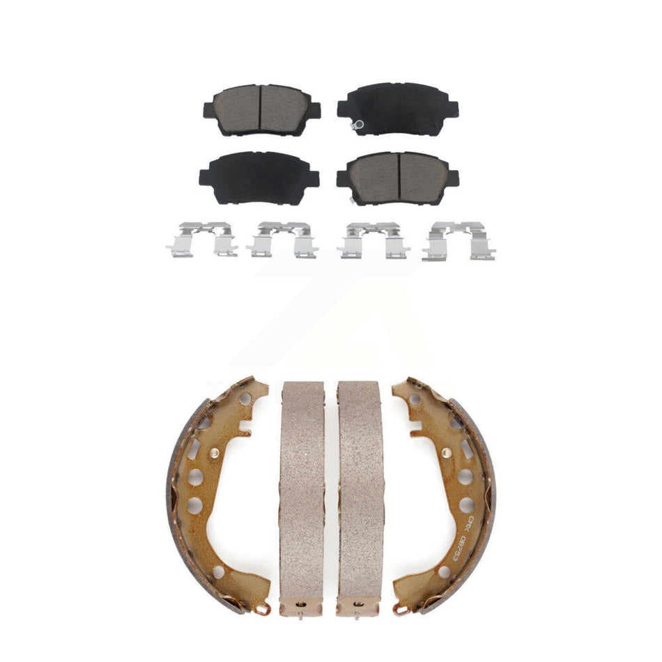 Front Rear Ceramic Brake Pads And Drum Shoes Kit For Toyota Prius Scion xB xA Celica KCN-100474