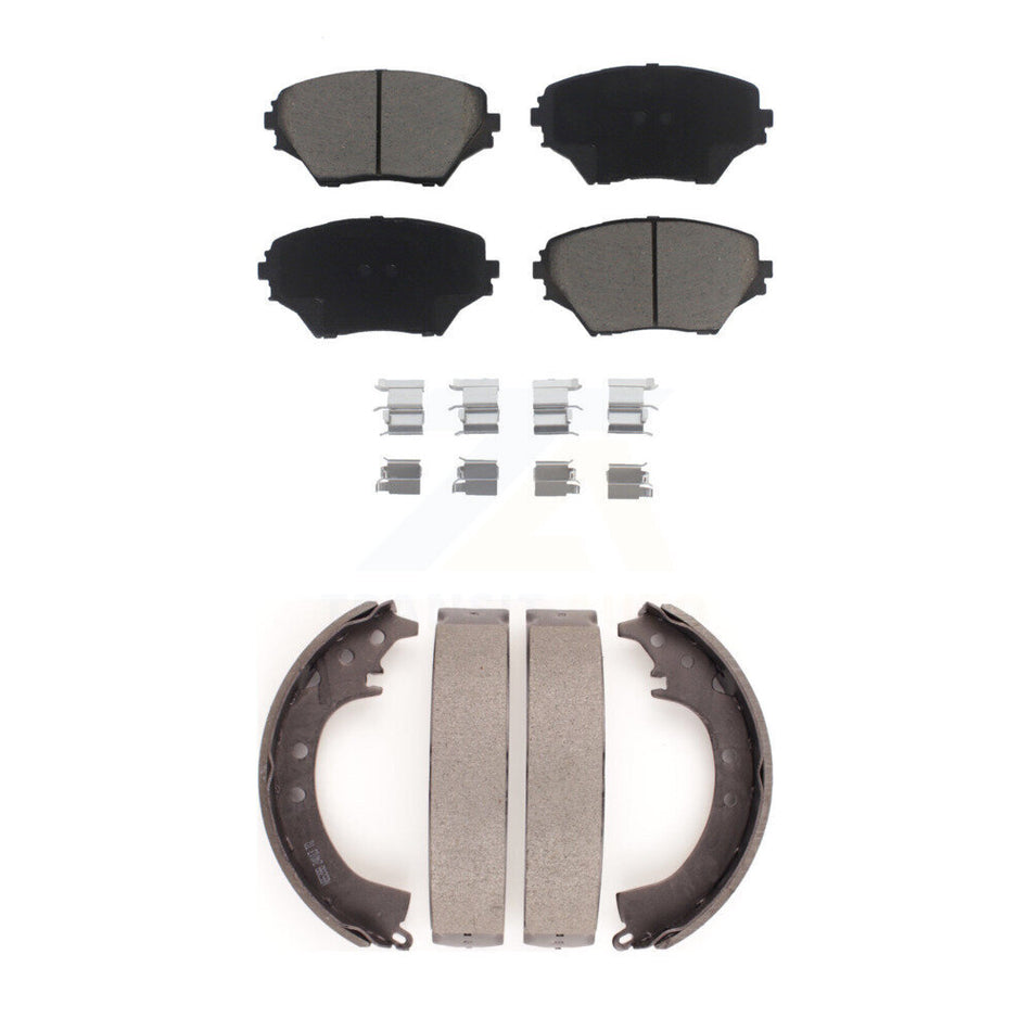 Front Rear Ceramic Brake Pads And Drum Shoes Kit For 2001-2002 Toyota RAV4 KCN-100479