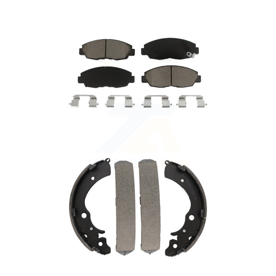 Front Rear Ceramic Brake Pads And Drum Shoes Kit For 1998-2002 Honda Accord Sedan with 2.3L KCN-100485