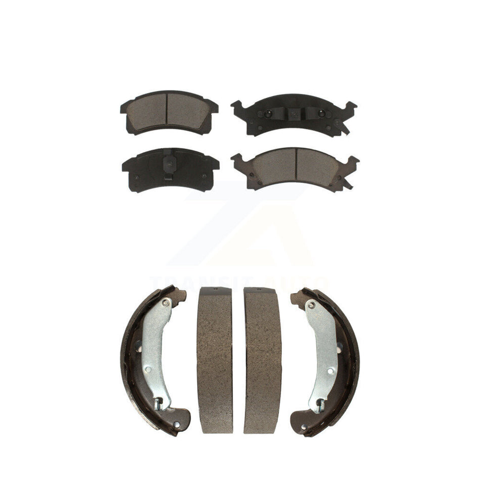 Front Rear Ceramic Brake Pads And Drum Shoes Kit For 2003-2005 Chevrolet Cavalier Pontiac Sunfire KCN-100752