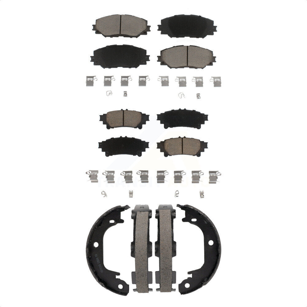 Front Rear Ceramic Brake Pads And Parking Shoes Kit For 2012-2018 Toyota Prius V KCN-100761