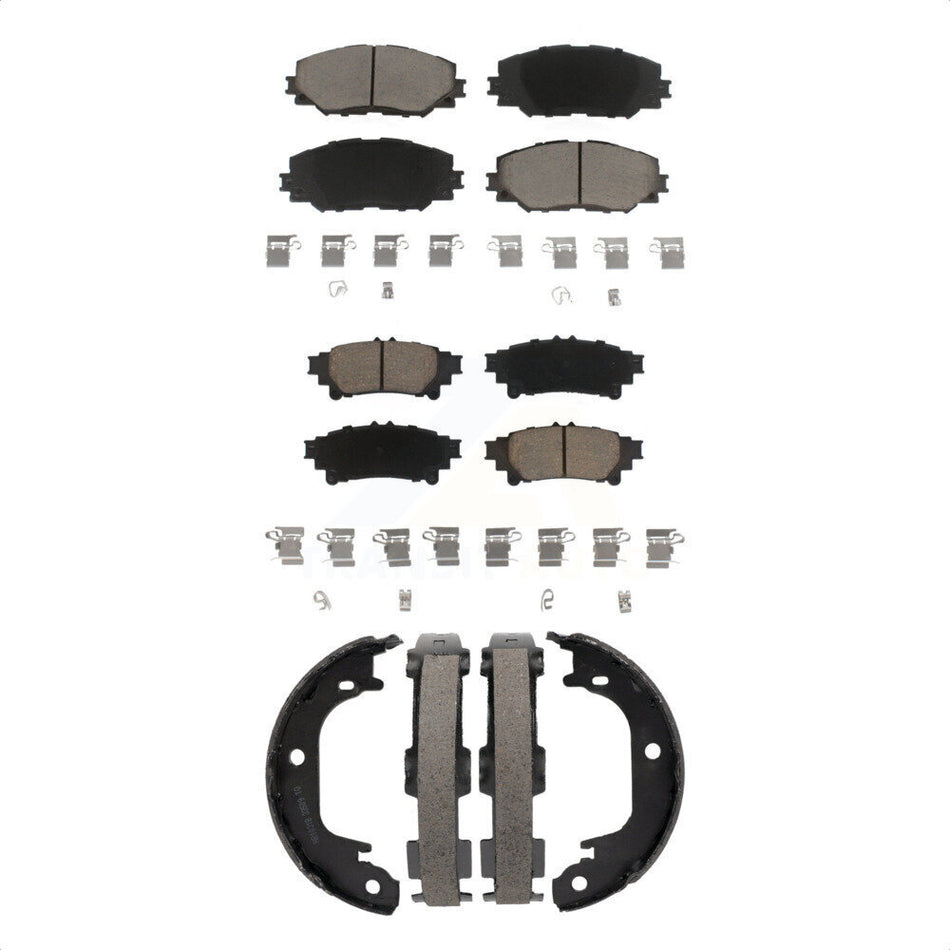 Front Rear Ceramic Brake Pads And Parking Shoes Kit For 2012-2018 Toyota Prius V KCN-100761