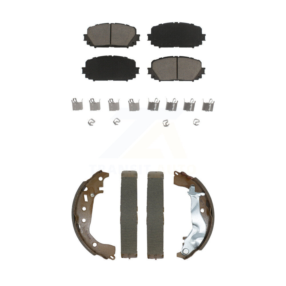 Front Rear Ceramic Brake Pads & Drum Shoe Kit For 2015-2018 Toyota Yaris Disc rear brakes KCN-100773