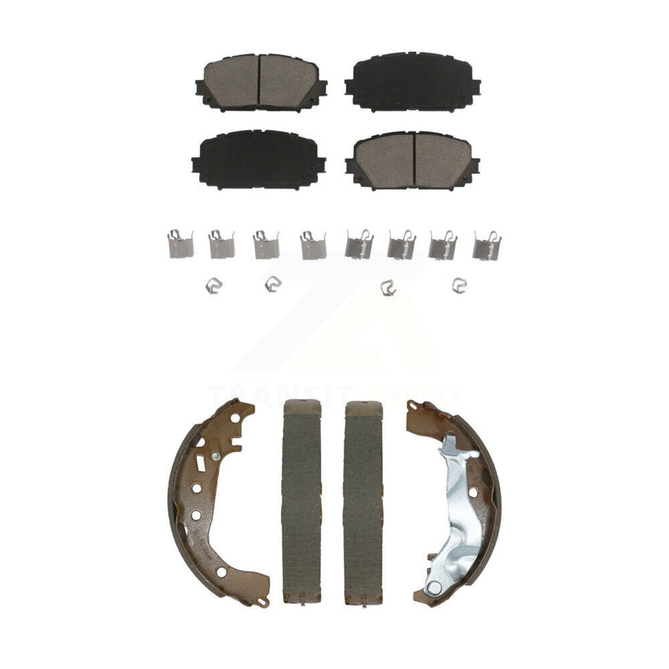 Front Rear Ceramic Brake Pads & Drum Shoe Kit For 2015-2018 Toyota Yaris Disc rear brakes KCN-100773