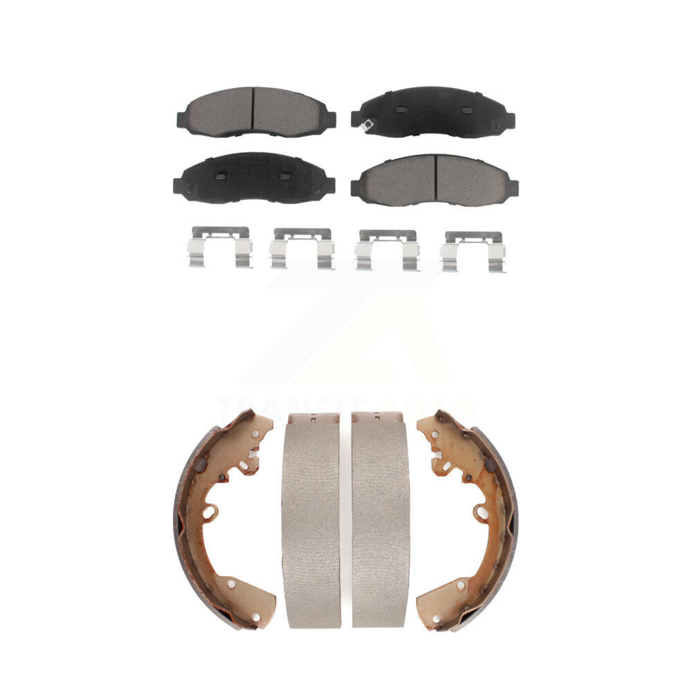 Front Rear Ceramic Brake Pads And Drum Shoes Kit For 2004 Dodge Dakota 3.7L KCN-100774