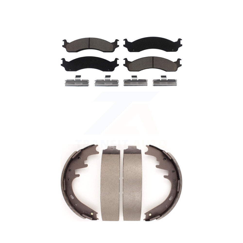 Front Rear Ceramic Brake Pads And Drum Shoes Kit For Dodge B3500 Ram 2500 Van B2500 KCN-100775